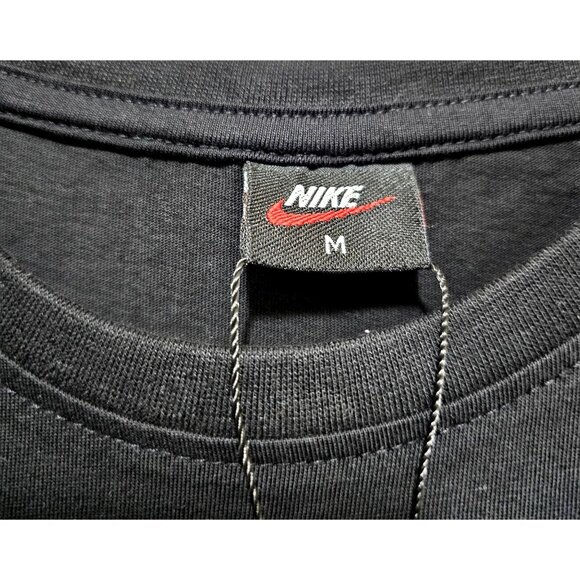 Nike Black T-Shirt Mens Size M 100% Cotton Short-Sleeve Classic Logo Crew Neck C - Picture 3 of 8